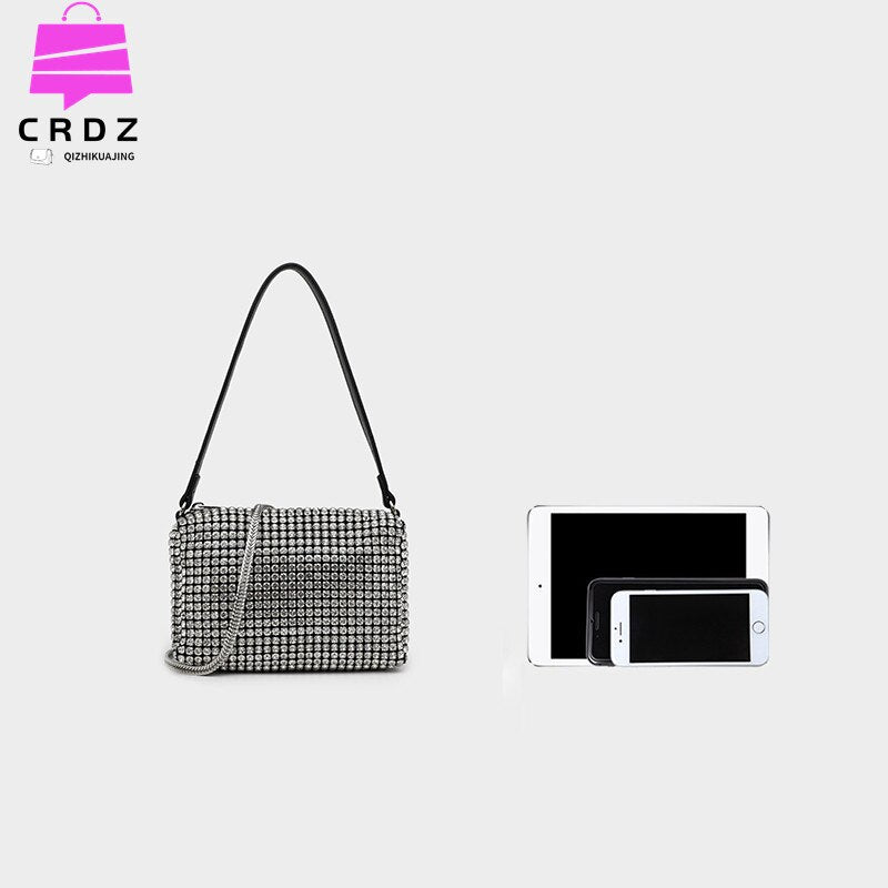 High Quality Luxury Brand Designer Za Shoulder Bag For Wome Diamond Inlaid Messenger Bags Ladies Bag Female Top Handle Bag Bolso