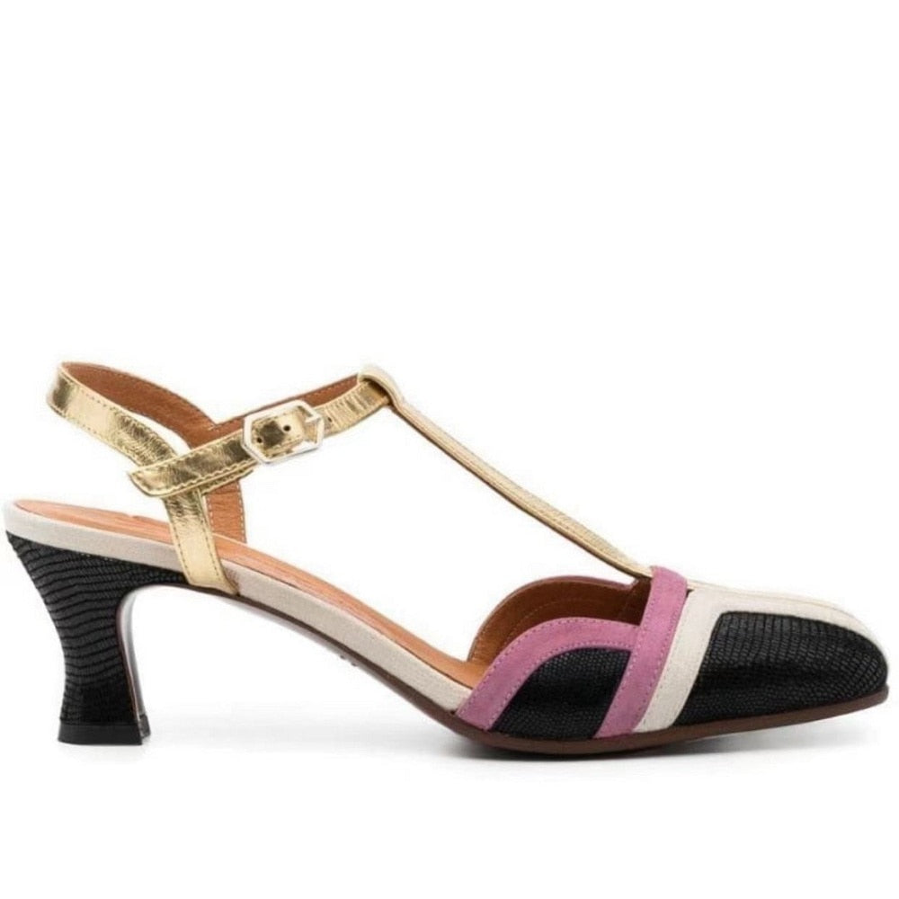【JOCHEBED HU】Summer Slingbacks Sandals French Style Women Genuine Leather Shoes Female Retro Buckle Strap Vintage Pumps On 33-46