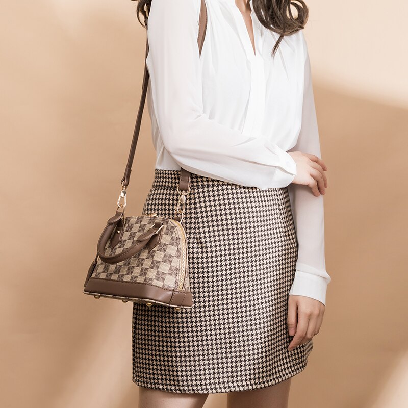 Women Handbag 2023 New Luxury With Shoulder Crossbody Strap Leather Large Plaid Ladies Fashion Toiletry Designer Top Handle Bags