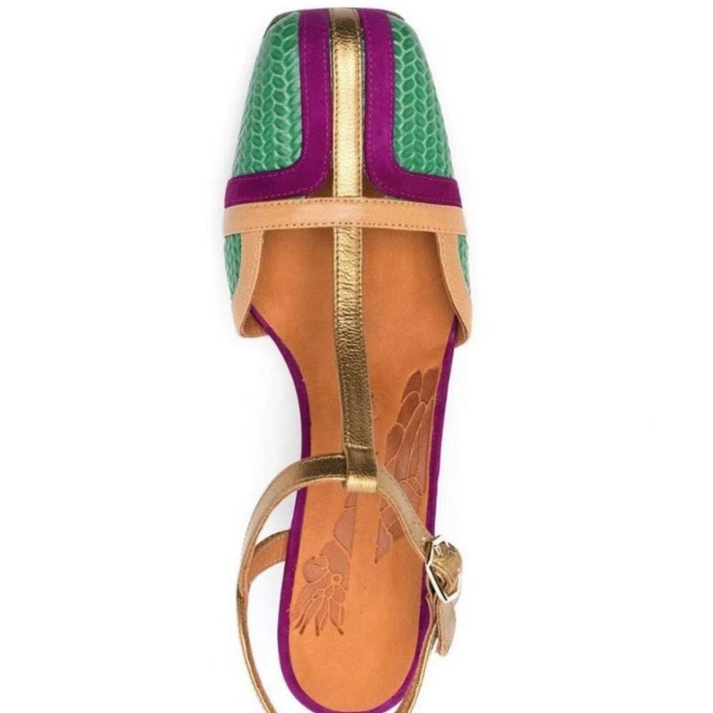 【JOCHEBED HU】Summer Slingbacks Sandals French Style Women Genuine Leather Shoes Female Retro Buckle Strap Vintage Pumps On 33-46
