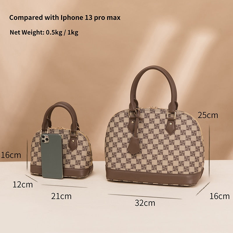 Women Handbag 2023 New Luxury With Shoulder Crossbody Strap Leather Large Plaid Ladies Fashion Toiletry Designer Top Handle Bags