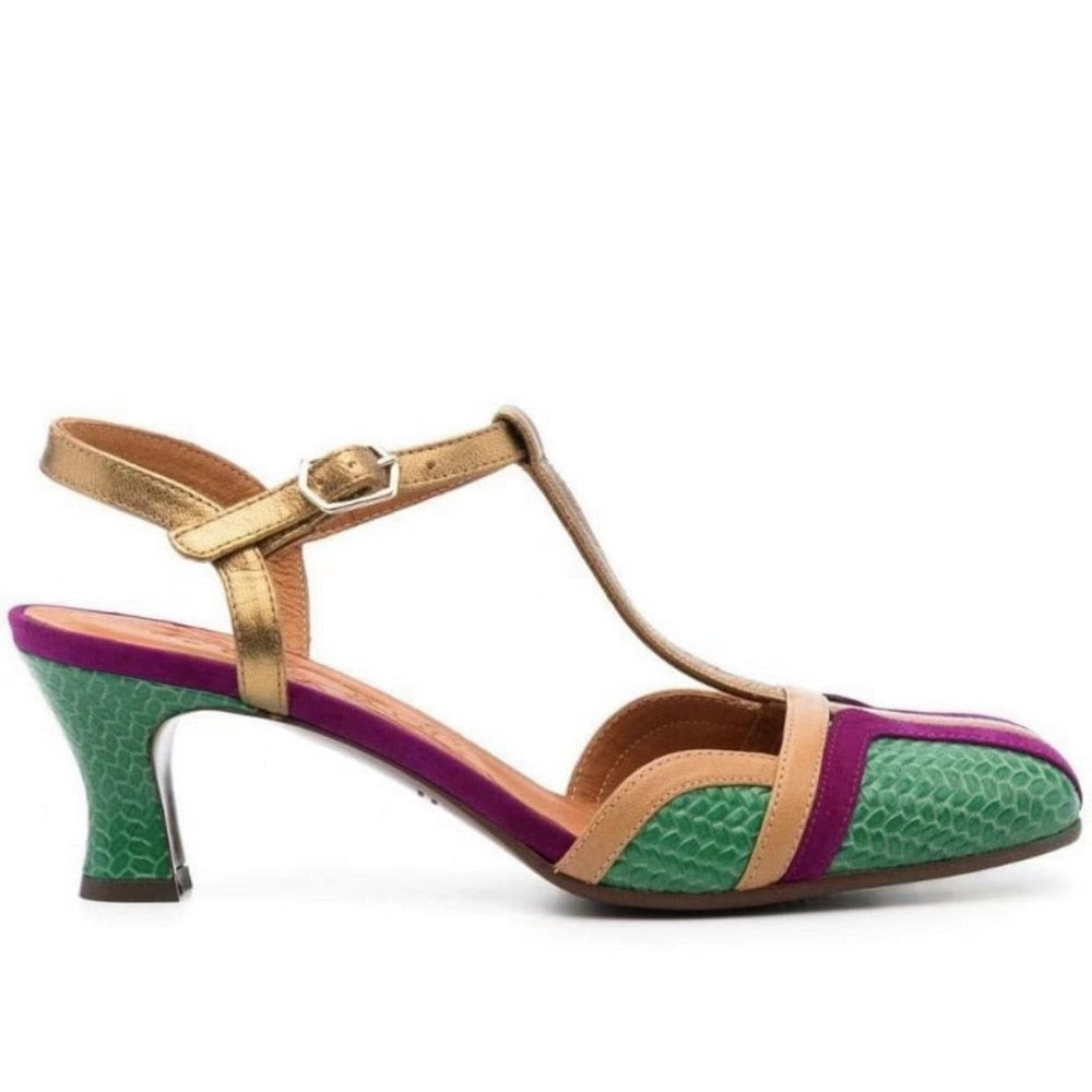 【JOCHEBED HU】Summer Slingbacks Sandals French Style Women Genuine Leather Shoes Female Retro Buckle Strap Vintage Pumps On 33-46