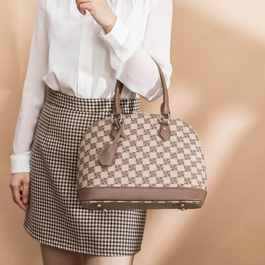 Women Handbag 2023 New Luxury With Shoulder Crossbody Strap Leather Large Plaid Ladies Fashion Toiletry Designer Top Handle Bags